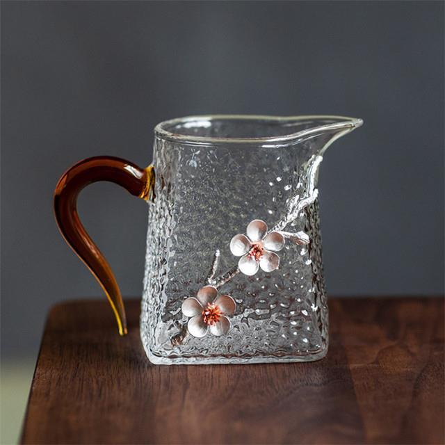 japanese-heat-resistant-large-glass-teapot-with-handle-creative-3d-plum-glass-teacup-transparent-hammer-pattern-chahai-drinkware