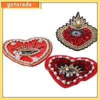 GOTORADE 3PCS พลอยเทียมเทียม Evil Love Heart Eyes เลื่อมแพทช์ มี3สไตล์ เลื่อมแวววาว เสื้อผ้า applique เสื้อผ้าเย็บปัก หัวใจลูกปัดเย็บบนแพทช์ สำหรับเสื้อผ้ายีนส์