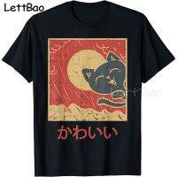 Vintage Japanese Cute Cat T-Shirt New Summer Men Black Casual Tees Vintage Tops Tshirts For Men Hip Hop Clothing Summer 2022 【Size S-4XL-5XL-6XL】