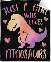 Just A Girl Who Loves Dinosaurs Classic Blanket Throw, Flannel Fleece Microfiber Lightweight Soft Cozy Luxury for All Season