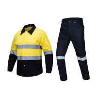 100 Cotton Safety Work Shirt and Pants Reflective Strips High Visibility Workwear Clothes Jackets Trousers