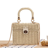 Gusure Women Summer Bali Rattan Box Bags Square Straw Crossbody Bag Lady Handmade Woven Beach Bohemia Wicker Handbags Purse