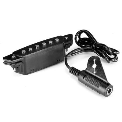SH-85 Black 6 Hole Soundhole Pickup with Active Power Strap End-Pin Jack for Acoustic Guitar
