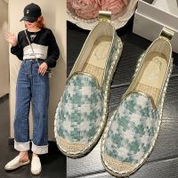 Foreign trade shoes big yards fishermen female summer 2023 flat casual and comfortable single shoes grid Japanese a pedal lazy