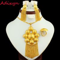 Adixyn AfricanDubai Bride Jewelry sets 24K Gold Color NecklaceEarringRingPendant EthiopianMiddle EasterIndia Jewelry Gifts