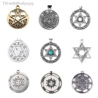 【hot】☄✼  Teamer Wicca Charms for Jewelry Making Tetragrammaton Pentacle Pendant Amulet Men Accessories