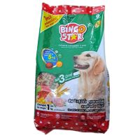 Bingo Star บิงโกสตาร์ 1 kg. อาหารสุนัขแบบเม็ด รส 3 มิกซ์ สำหรับสุนัขโต (3mix) คุณค่าอาหารครบ 5 หมู่