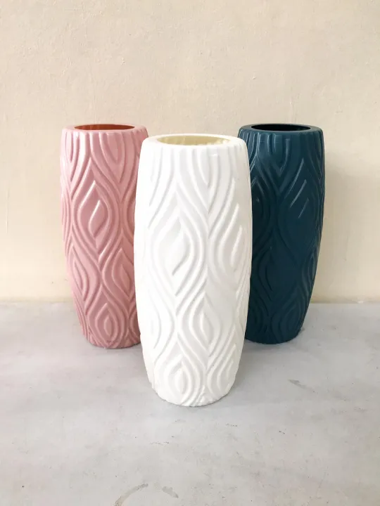 Plastic Flower Vase (23cm) SRAIGHT design Lazada PH