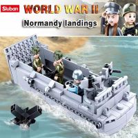 สงครามโลกครั้งที่สอง Dengshan61621742 2บล็อกตัวต่อทหาร Normandy Landings สหราชอาณาจักรเราหมวกทหารชุดอิฐ WW2ของเล่นยานพาหนะ Pershing รถถังเสือดำ