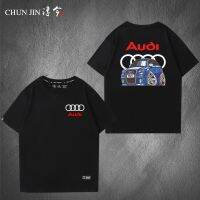 2023High quality new style original Audi RS car modification car fans 4S shop can customize group clothes short-sleeved t-shirt tooling mens and womens cotton half-sleeved