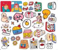 ♞✹ Korean Ins Cartoon Girl Stickers Mobile Phone Account Sticker Korean Diy Decoration Material Hand Account Book Cute Small Stickers