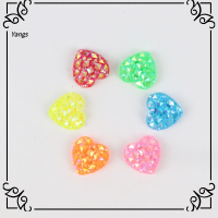 YANGS 100pcs 12mm ครับ ลูกปัดหลากสี สุ่มแบบสุ่ม สีผสมกัน ลูกปัดรูปหัวใจ Besds หลังแบน รูปหัวใจแห่งความรัก ลูกปัดประกายแวววาว ทำเครื่องประดับ DIY