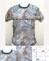 เสื้อทหาร เสื้อลายพราง ผ้ารู คอกลม ลายพรางต้นไม้ขาว (พร้อมส่ง)