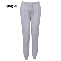 【 Clearance】กางเกงลำลองสตรีกางเกงขายาวผ้าฝ้ายสีเทา Joggers Sweatsuit Leggings กีฬากลางแจ้ง