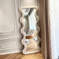 Spot parcel post Light Luxury Internet Celebrity Full-Length Mirror Special-Shaped Wave Home Clothing Store Dressing Mirror Floor Mirror Girl ins Wind Full-Length Mirror