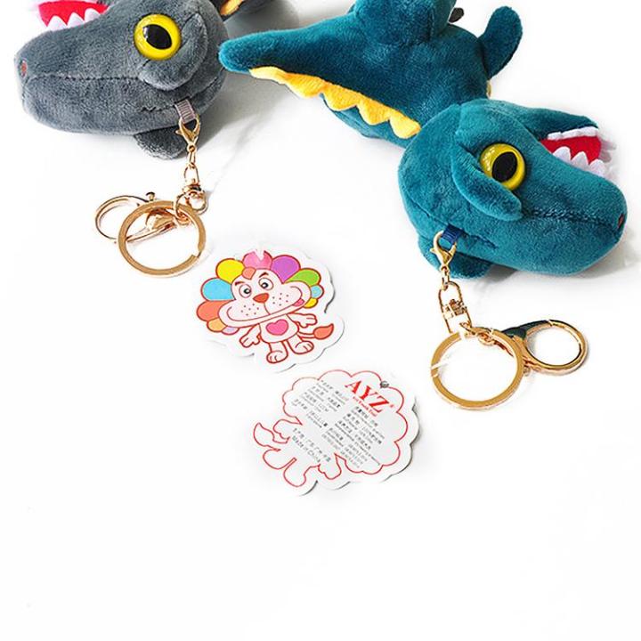 13cm-cute-cartoon-dinosaur-plush-toy-pendant-super-soft-stuffed-doll-pendant-with-metal-keychain