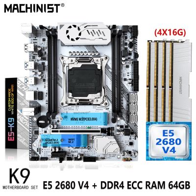 MACHINIST X99 Motherboard Set Kit Xeon E5 2680 V4 CPU 64GB(4*16G) DDR4 ECC RAM Memory LGA 2011-3 Support Nvme M.2 M-ATX K9