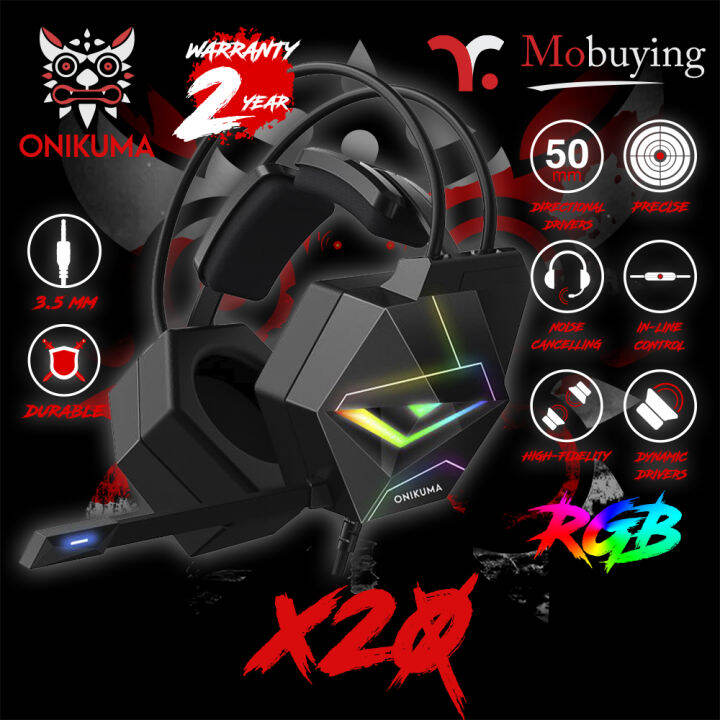 หูฟัง-onikuma-x20-7-1-surround-sound-gaming-headset-หูฟังเกมมิ่ง-หูฟังมีสาย-หูฟังมีไฟ-rgb-หูฟังเล่นเกม-ไดร์เวอร์ขนาด-50-มม-รับประกันสินค้า-2-ปี-mobuying