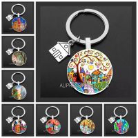 Beautiful House Keychains Colorful Country Keychain Cabin Lovely Purse Key Chains Gift for New House Key Chains