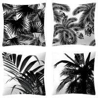 Ink Painting Cushion Cover 45X45cm Black White Leaves Printed Decorative Sofa Cushions Pillowcases Pillows Cover