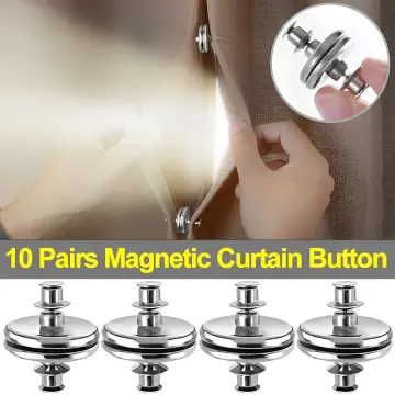 Curtain Magnets Closure, 4 Pair Metal Magnetic Curtain Button Curtain  Magnetic Holdback Button Strong Drapery Magnetic Button to Keep Curtain  Closed