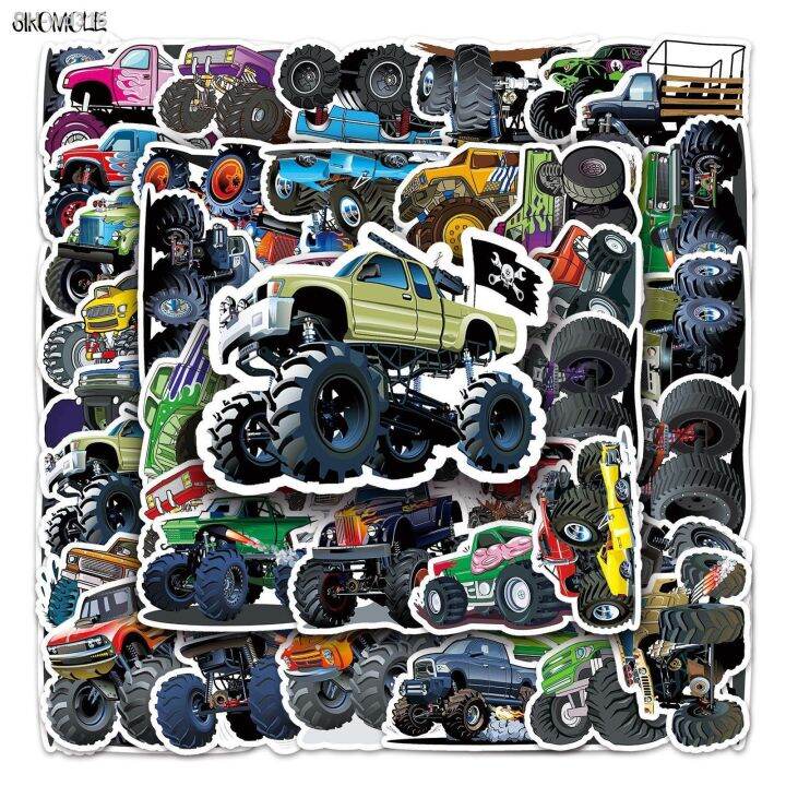 10-30-50pcs-cute-monster-truck-stickers-car-diy-children-laptop-suitcase-skateboard-guitar-cartoon-graffiti-sticker-kid-gift-toy