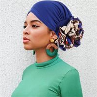 【YF】 Big Flower Hijab Volumizers Turban Bonnet For Women Muslim Under Caps Solid Color Inner Hijabs Headwrap Chemo Cap