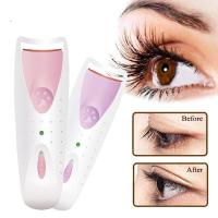 1pc Electric Heated Eyelash Curler with Eyelash Card Makeup Longlasting Eye Lash Perm Eyelashes Clip Eye Lashes Curler Tool Pink