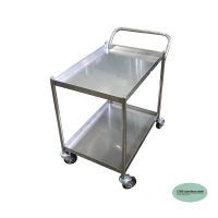 CMS รถเข็น stainless steel cart รถเข็นสเตนเลส2ชั้น ขนาด52*72ซม.สูง80ซม. ความสูงระหว่างชั้น55ซม. ใส่ล้อยาง ขนาด4นิ้ว.