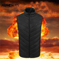 HENCHIRY Heated Vest Hooded Thick Warm USB Smart Thermostat Electric Heating Waistcoat Pure Color Stand Collar Male Sports Coats