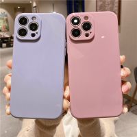 【cold noodles】ลูกอมสีซิลิโคนเคลือบเงากรณีโทรศัพท์สำหรับ iPhone 13 Pro Max 12 11 XS XR X 7 8พลัส13 12 Pro มินิกันกระแทกนุ่มปกหลัง