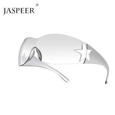 JASPEER Punk One Piece Sunglasses Goggle New Y2k Luxury Brand Sun Glasses Wrap Around Eyewear UV400 Female Designer Eyeglasses