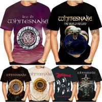 2023ใหม่แฟชั่น whitesnake band เสื้อยืด unisex Casual hip-hop เสื้อยืด Punk Harajuku 3D พิมพ์ T-Shirt