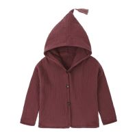 ZZOOI Solid Color Baby Boy Jacket Cotton Linen Kids Boys Clothes Long Sleeve Hooded Top Spring Autumn Children Girls Clothing