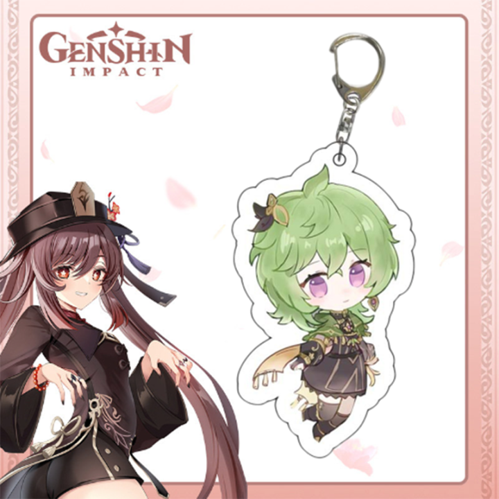 genshin-impact-anime-game-keychains-double-sided-cartoon-figure-hutao-wanderer-keyring-women-men-car-bag-phone-case-pendant-gift-key-chains