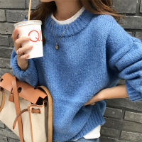 Aachoae Sweater Women  Autumn Winter Solid O Neck Pullover Sweaters Korean Style Knitted Long Sleeve Jumpers Casual Tops