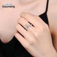 HOUMENG จี้สีฟ้าวินเทจคลาสสิกที่สร้างสรรค์ปรับได้ของขวัญโลหะผสมแหวนเพทายแบบวงเปิดผีเสื้อเครื่องประดับผู้หญิงเคลือบฟันแหวนใส่นิ้วแหวนน้ำมัน