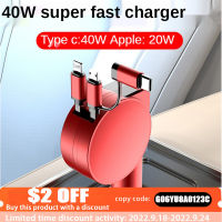 CWVogek 60W Car Charger Qc3.0 Fast Charging Station Dual escopic Charging Cables Universal Usb Power Adapter สำหรับ 13