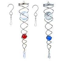 2 Piece Garden Spiral Tail Hanging Wind Spinner Red &amp; Blue