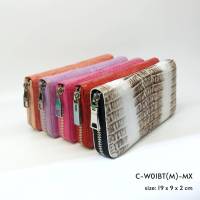 Prang Crocodile Leather Long Zipped Wallet กระเป๋าสตางค์ซิปเดี่ยว หนังจระเข้​แท้ C-W01BT(M)-MX