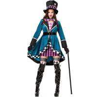 Dress Magic Carnival Halloween Cosplay Magician Sexy Fantasias Women Adults for Costume Hatter Mad Clown Wonderland in Alice