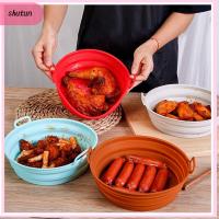 SHUTUN หม้อซิลิโคนพับได้สำหรับหม้อทอด Air Fryer อะไหล่จานพิซซ่าใช้ซ้ำได้อุปกรณ์เสริมหม้อซิลิโคนตะกร้าใส่ของอบ