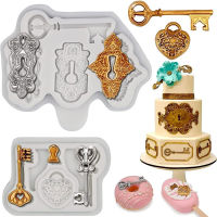 Baroque Epoxy Resin Mold Retro Key Fondant Mold Keyhole Silicone Mold for Cake Decorating Sugar Craft Chocolate Polymer Clay  Modelling Sculpting