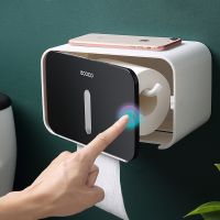 Toilet Tissue Holder Pop-up Hanging Rod Tissue Box Toilet Wall-mounted Punch-free Toilet Paper Box Waterproof Storage Toilet Roll Holders