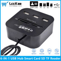 6 IN 1 USB Hub Smart Card Reader USB To SD TF Card Reader สำหรับ Micro Sdsdxcsdsdhcmsmmc กล้องการ์ดหน่วยความจำ Smart Card Reader