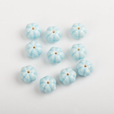 13# 10pcs Pumpkin Shape Ceramic Beads Pendant Colorful Porcelain Bead For Jewelry Making Part Accessories MY312