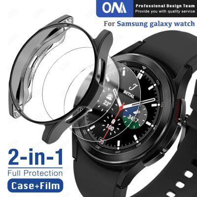2-in-1 TPU Case + Screen Protector For Samsung Galaxy Watch 4 Classic 42mm 46mm / 3 41mm 45mm Gear S3 Soft Cover Tempered Glass Wall Stickers Decals
