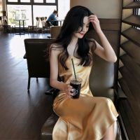 COD Womens clothing2021 new fashion sexy V-neck suspender skirt slim-fit bag hip bottoming long skirt fishtail dress women