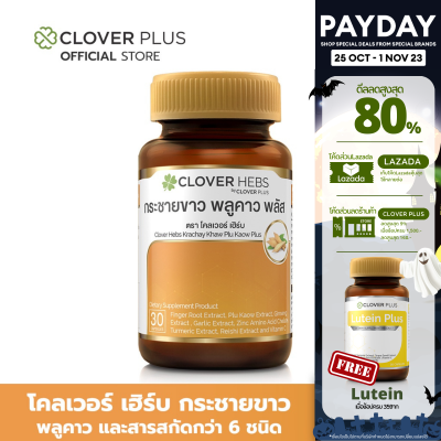 Clover Hebs By Clover Plus โคลเวอร์เฮิร์บ อาหารเสริม สมุนไพร สารสกัดจากกระชายขาว พลูคาว โสม กระเทียม ช่วยดูแลสุขภาพ (30 แคปซูล) (อาหารเสริม)