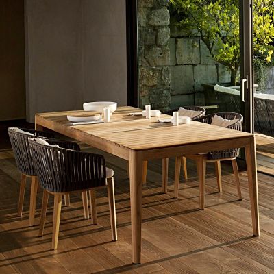 Support customization Nordic Outdoor Tables and Chairs Designer Model House Sales Department Soft Decorated Solid Wood Furniture Hotel Outdoor Rattan Dining Tables and Chairs